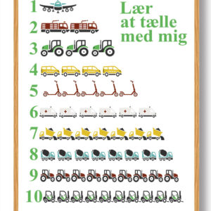 Lær at tælle biler - plakat