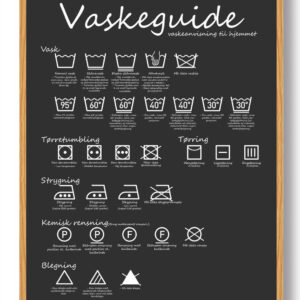 Vaskeguide plakat (skråskrift)