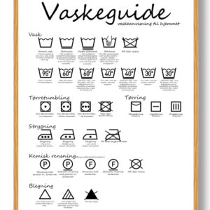 Vaskeguide plakat (skråskrift)