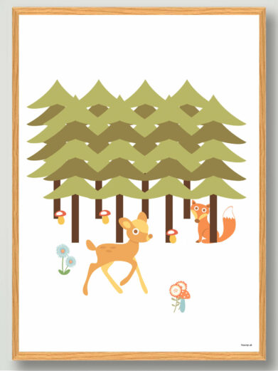 Børneplakat med skovtema