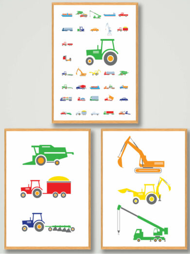 traktor,-biler-plakatsaet-billigt