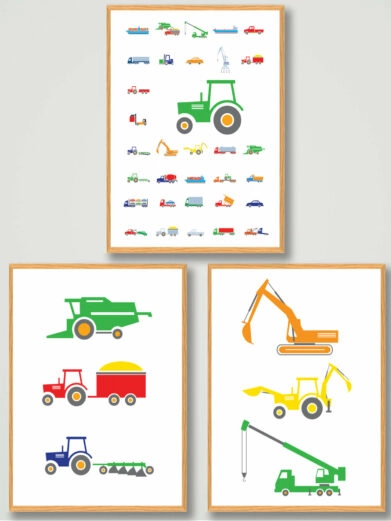 traktor,-biler-plakatsaet-billigt