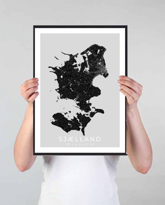 Sjælland plakat sort | Plakatdyr.dk