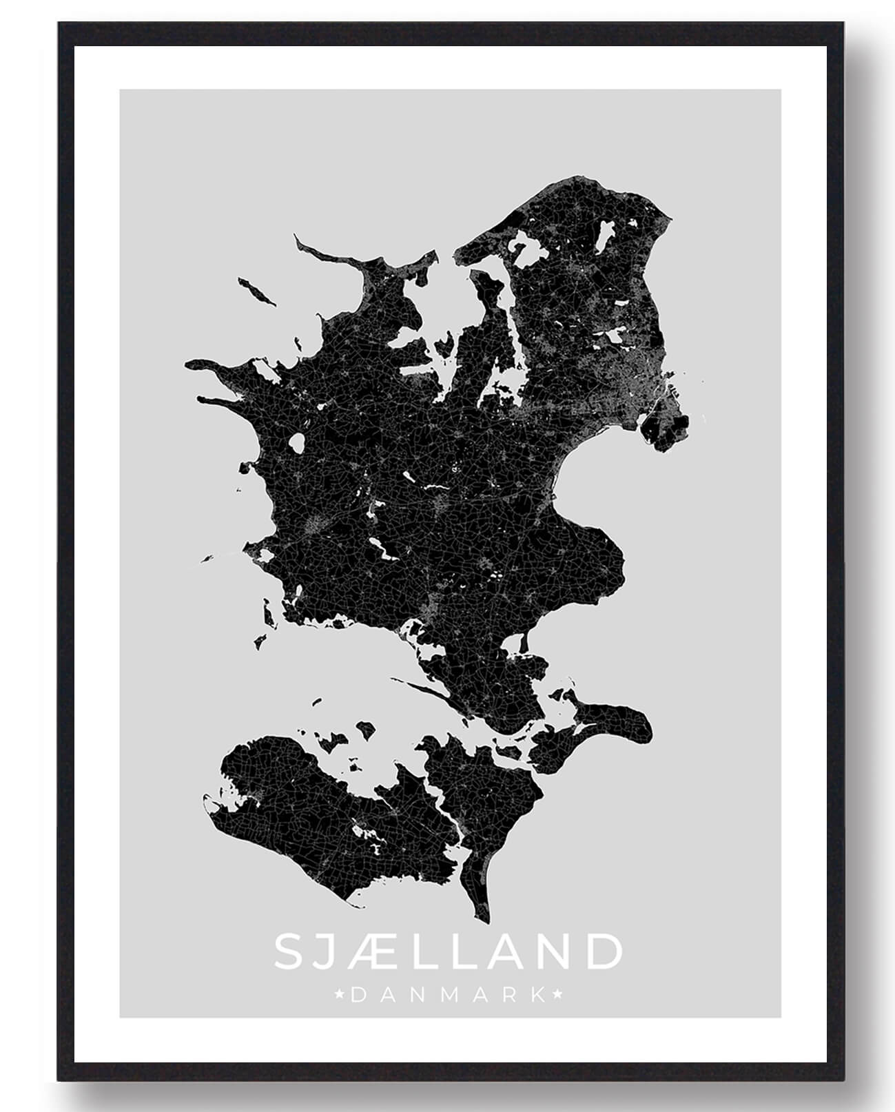 Sjælland plakat sort | Plakatdyr.dk