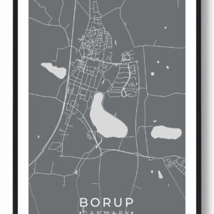 Borup by plakat - grå