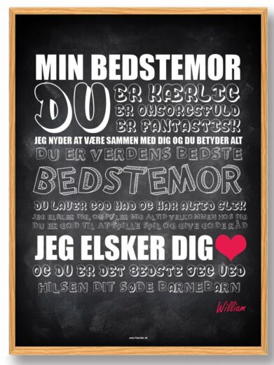 Min bedstemor... (Sort) - plakat