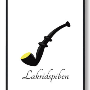 Lakridspibeplakat - hvid - gul krymmel