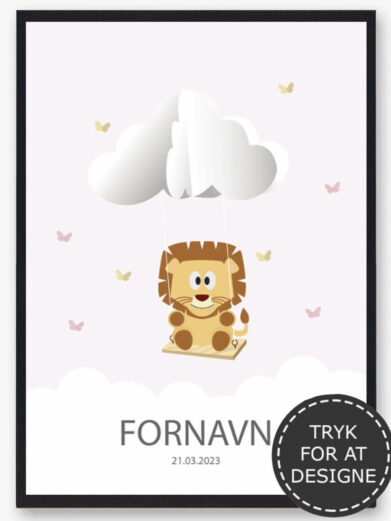Design din egen navneplakat med en løve. Navnetavle med en løve er en af vores mest populære navneplakater.