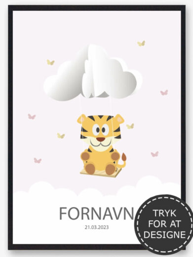 Design din egen navneplakat med en tiger. Navnetavle med en tiger er en af vores mest populære navneplakater.