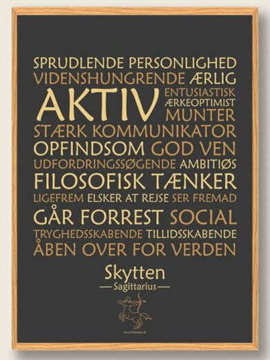 skytten-plakat-stjernetegn-sort
