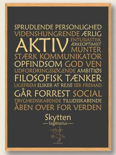 skytten-plakat-stjernetegn-sort