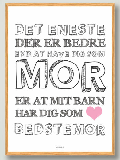 Personlig plakat gaveide bedstemor på mors dag