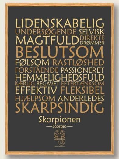 Skorpion-plakat-stjernetegn-sort