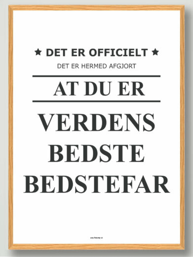 Officielt verdens bedste bedstefar - plakat