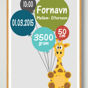Fødselsplakat Giraf