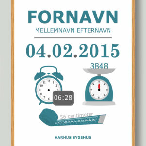 Klassisk fødselstavle (mørkeblå) - plakat
