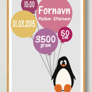 Fødselsplakat Pingvin