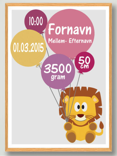 Fødselsplakat løve