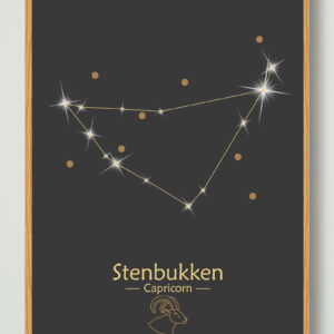 Stjernebillede stenbukken (sort) - plakat