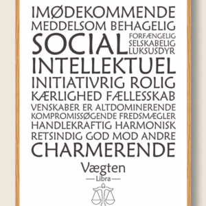 Stjernetegn vægten (hvid) - plakat