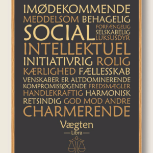 Stjernetegn vægten (sort) - plakat