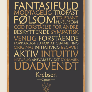 Stjernetegn krebsen (sort) - plakat