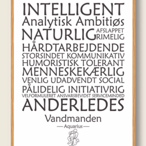 Stjernetegn vandmanden (hvid) - plakat