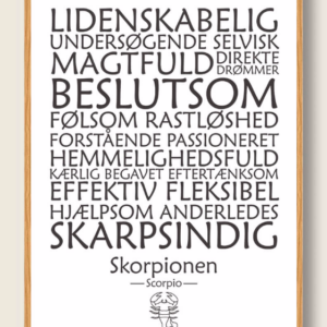 Stjernetegn skorpionen (hvid) - plakat