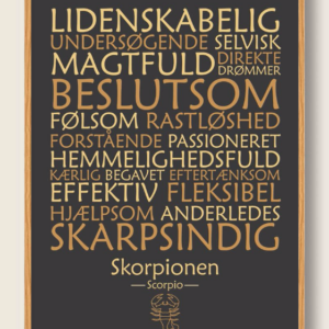 Stjernetegn skorpionen (sort) - plakat