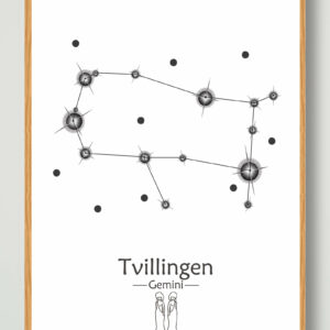 Stjernebillede tvillingen (hvid) - plakat