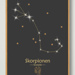 Stjernebillede skorpionen (sort) - plakat
