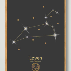 Stjernebillede løven (sort) - plakat