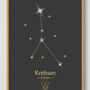 Stjernebillede krebsen (sort) - plakat