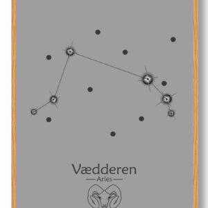 Stjernebillede vædderen (grå) - plakat