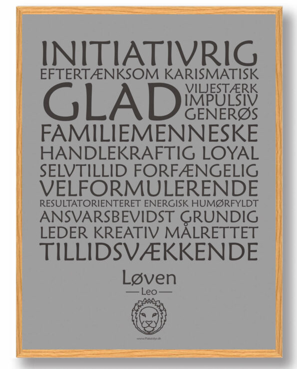 Stjernetegn løven (grå) - plakat