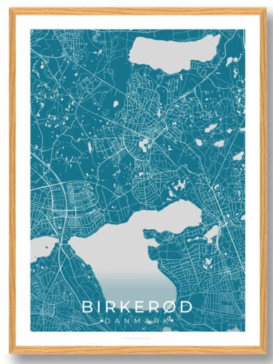 Birkerød by plakat - blå