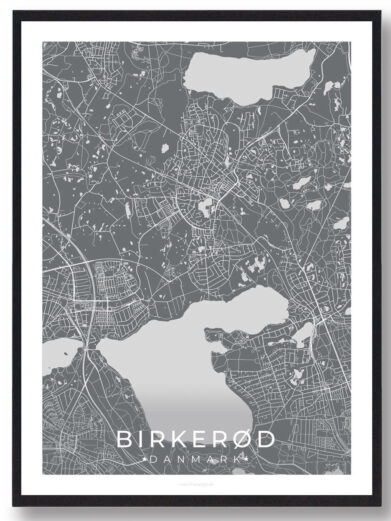 Birkerød by plakat - grå