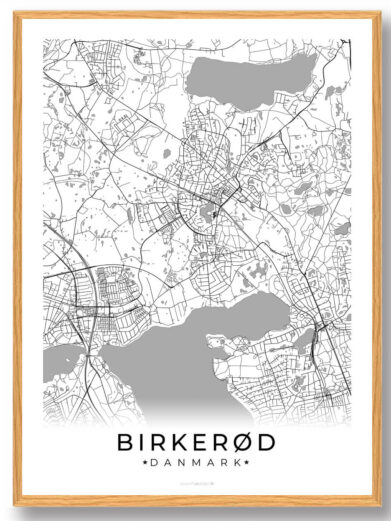 Birkerød by plakat - hvid