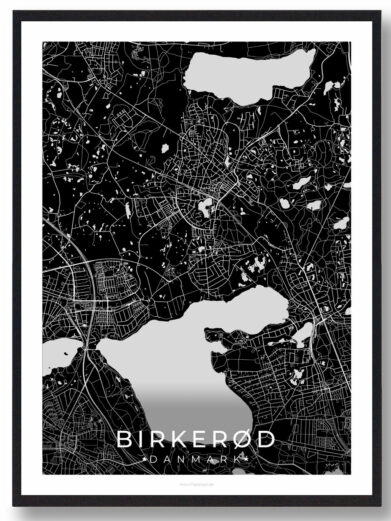 Birkerød by plakat - sort