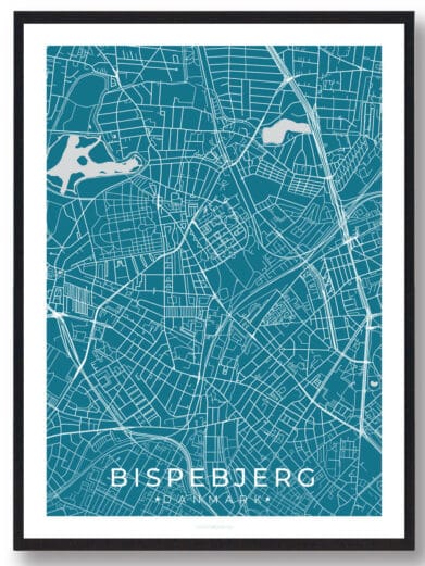 Bispebjerg by plakat med blå baggrund