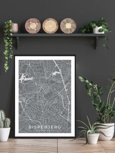 Bispebjerg byplakat med grå baggrund