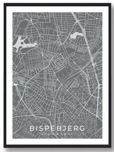 Bispebjerg byplakat med grå baggrund