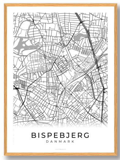 Bispebjerg byplakat med hvid baggrund