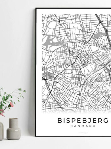 Bispebjerg byplakat med hvid baggrund