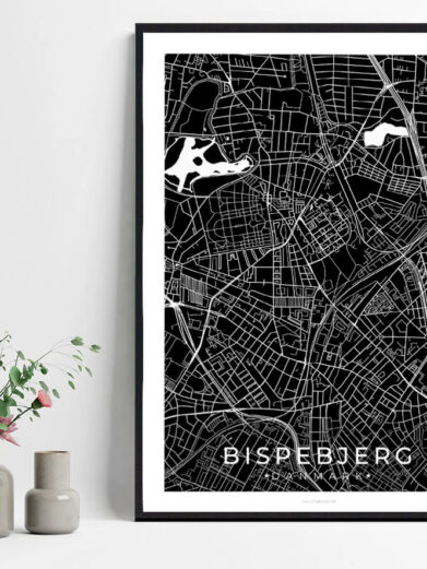 Bispebjerg by plakat med sort baggrund