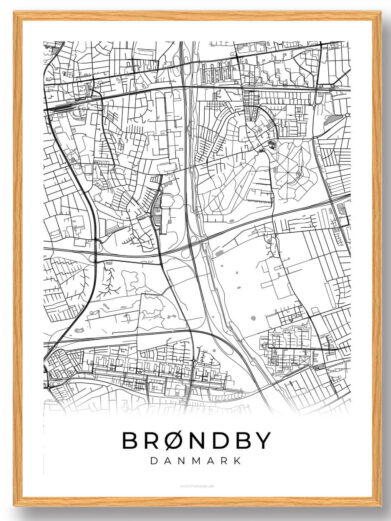 Brøndby by plakat - hvid