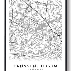 Brønshøj-Husum by plakat - hvid