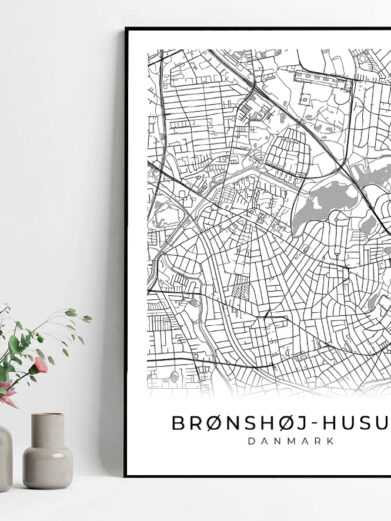 Brøndshøj Husum plakat med hvid baggrund. Denne byplakat er med Brøndshøj Husum