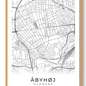 Åbyhøj by plakat - hvid