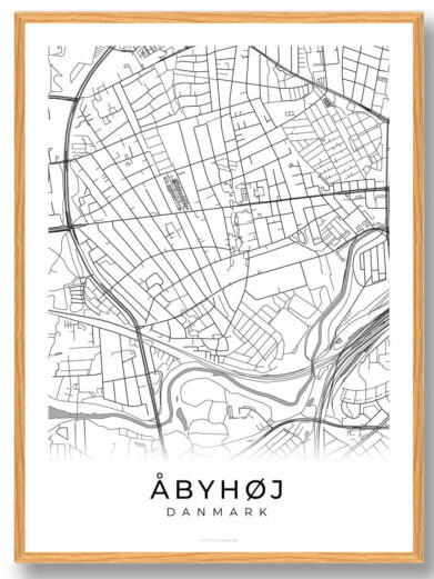 Åbyhøj by plakat - hvid